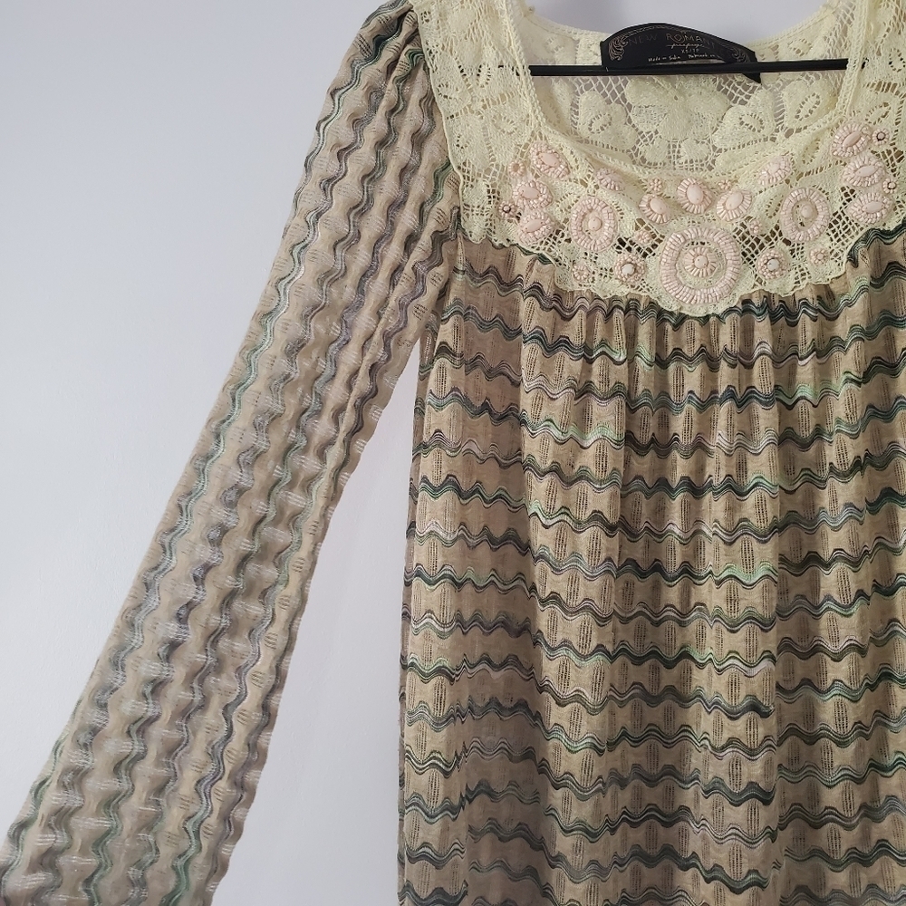 New Romantics Free People Beaded Sheer Top XS - Picture 9 of 11